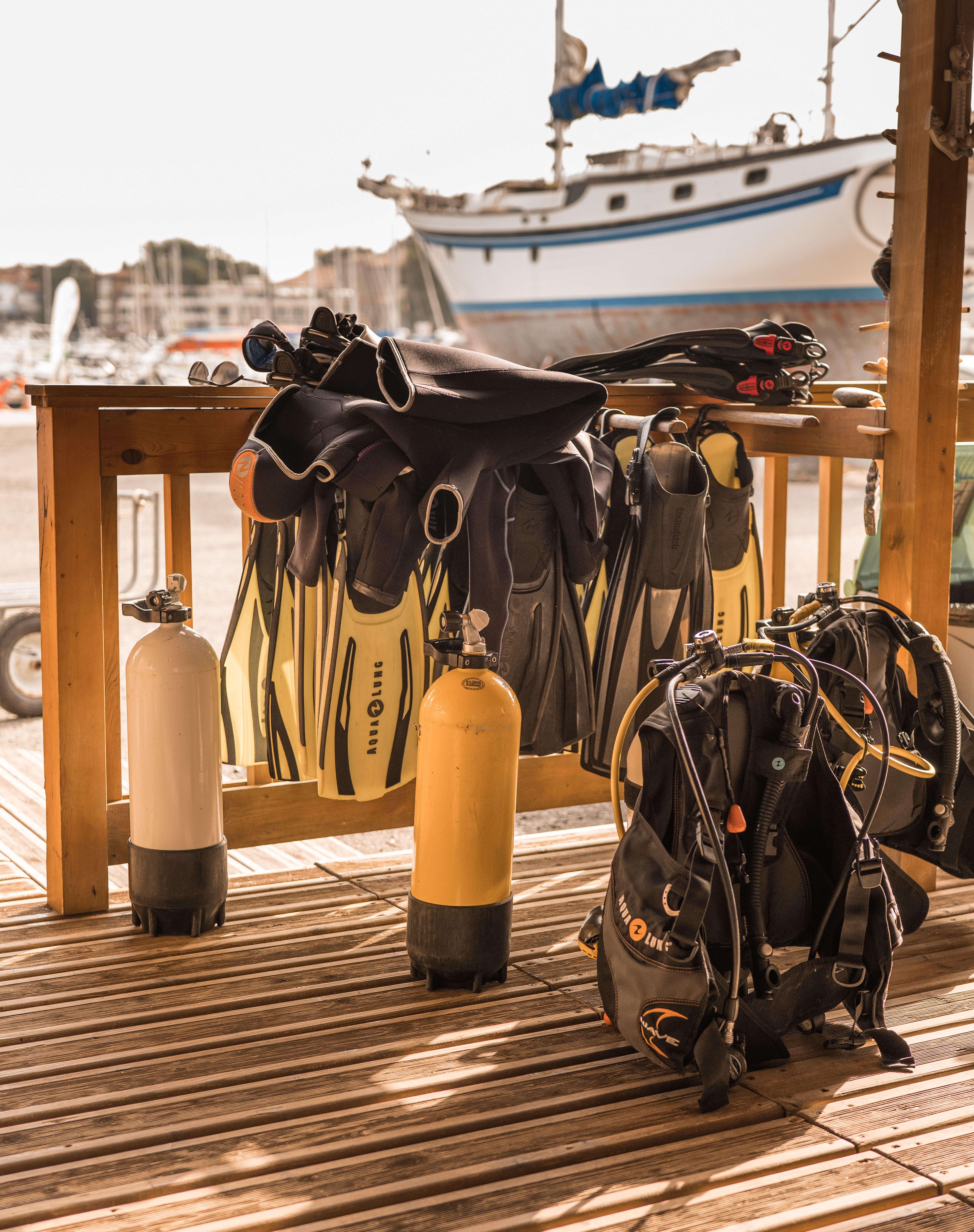 Pre-dive safety check on the boat deck